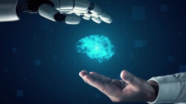 XAI Fütürist robot yapay zeka yapay zeka aydınlatıcı yapay zeka teknoloji gelişimi ve makine öğrenme kavramı. İnsan hayatının geleceği için küresel robot kuantum bilimi araştırması. 3B görüntüleme grafiği