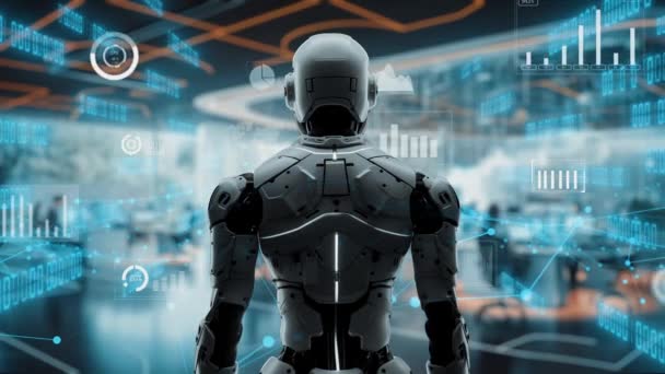 Lispによる未来のロボットエンジニアリングAiソリューション ロボット自動化 Llmテクノロジー分析 サイバーコミュニケーションのための戦略的なアルゴリズム 3Dイラスト人工知能 — ストック動画
