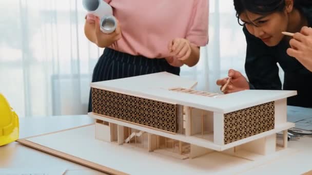 Mimari Ekipman Incelemesi Kullanarak Yavaş Çekim Tasarımcısı Müşteri Veya Müşteriyle — Stok video