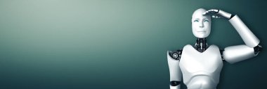 XAI 3D illüstrasyon. İnsansı robot temiz arkaplan üzerinde ileriye bakıyor. 3D illüstrasyon.