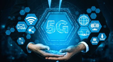 Küresel İş Büyümesi için 5G İletişim Teknolojisi Kablosuz İnternet Ağı, Sosyal Medya, Dijital E-ticaret ve Eğlence Evi Kullanımı. uds