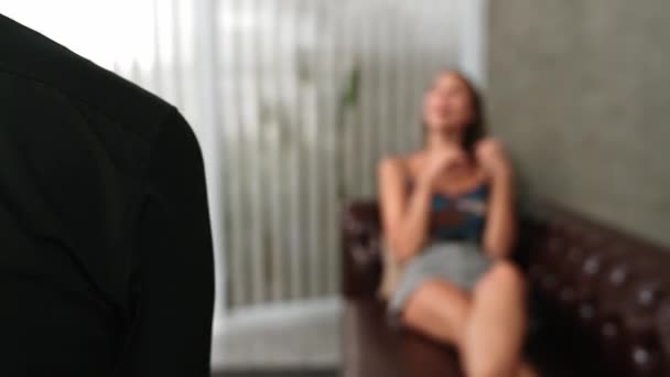 Consulta Psicológica Ganhando Melhoria Problema Mental Feliz Jovem Paciente Sexo — Vídeo de Stock