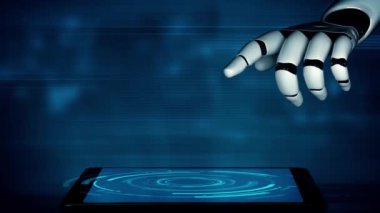MLP Fütürist Robot Yapay Zeka, yapay zeka, yapay zeka, teknoloji geliştirme ve makine öğrenme kavramlarını aydınlatıyor. İnsan hayatının geleceği için küresel robotik RPA bilim araştırması. 3B görüntüleme grafiği.