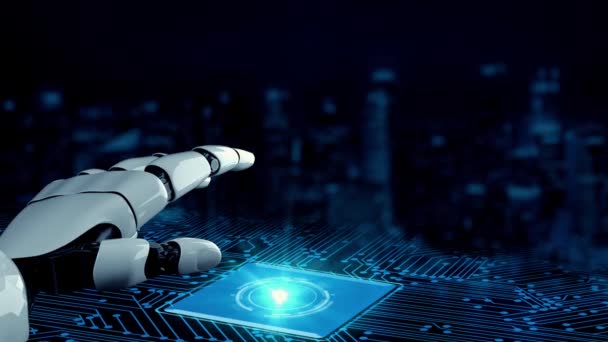 Mlp Futurisztikus Robot Mesterséges Intelligencia Felvilágosítás Technológia Fejlesztése Gépi Tanulás — Stock videók