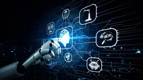 Xai Απόδοση Τεχνητή Νοημοσύνη Έρευνα Της Ανάπτυξης Ρομπότ Και Cyborg — Φωτογραφία Αρχείου
