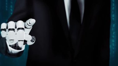 MLP Fütürist robot yapay zeka devrimci yapay zeka teknoloji geliştirme ve makine öğrenme kavramı. İnsan hayatının geleceği için küresel robot biyonik bilim araştırması. 3B görüntüleme grafiği