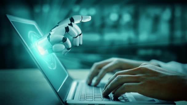 Mlp未来机器人人工智能启发了人工智能技术的发展和机器学习的概念 全球机器人仿生科学研究的未来人类的生活 3D渲染图形 — 图库视频影像