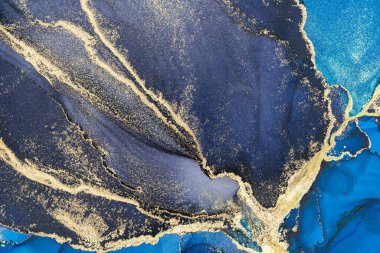 Mermer mürekkep soyut sanatının orijinal resmi. Örnek bir orjinal tablodan yüksek çözünürlüklü fotoğraf. Karargah kağıt dokusuna pürüzsüz mermer desen oluşturmak için soyut resim yapıldı.