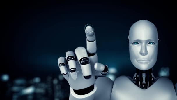 Mlp Futuristisk Robot Artificiell Intelligens Upplyser Teknik Utveckling Och Maskininlärning — Stockvideo