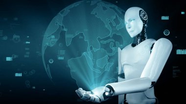 MLB 3d Gelecek Finansal Teknoloji Kontrolü AI robotu insansı makine öğrenimi ve yapay zeka kullanarak iş verilerini analiz ediyor ve yatırım ve ticaret hakkında tavsiyelerde bulunuyor