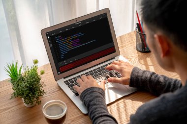 Model uygulama ve program kodlaması için bilgisayar ekranında yazılım geliştirme programlama