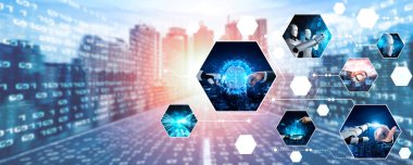 Yapay zeka sanal robot asistanıyla insan etkileşimi. Yapay zeka kavramı yapay zeka mühendisliği, LLM yapay zekanın üretkenliği arttırmak için üretken yapay zeka kullanmayı öğrenmesi. NLP