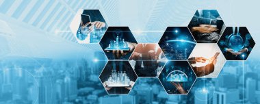 İletişim teknolojisi, akıllı bağlantı IOT ve insan ağ teknolojisi kavramı. Güvenli internet ağına ve bulut hesaplama sunucularına bağlanmak için bağlantı aygıtı kullanan insanlar