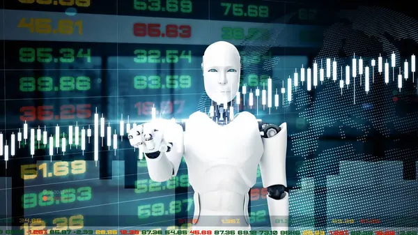 Mlb Illustration Futuristic Robot Artificial Intelligence Cgi Stock Exchange Market — Stock Photo, Image
