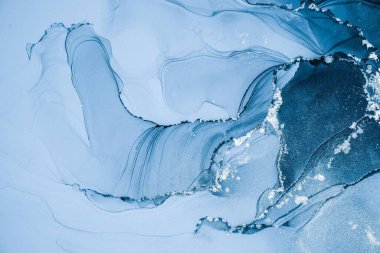 Mermer mürekkep soyut sanatının orijinal resmi. Örnek bir orjinal tablodan yüksek çözünürlüklü fotoğraf. Karargah kağıt dokusuna pürüzsüz mermer desen oluşturmak için soyut resim yapıldı.