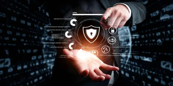 Business Person Explore Core Cyber Security Delve Cyber Protection Methods — Stock Photo, Image