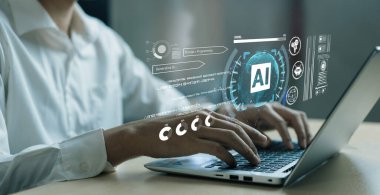 Yapay zeka mühendisliği, büyük veri ve yapay zeka makinesi kavramında yapay zeka beyin işlemcisiyle iş desteği için üretken yapay zeka kullanmayı öğrenen insan etkileşimi. Faas