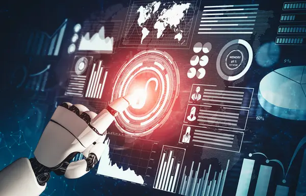 Mlp Renderização Desenvolvimento Tecnologia Robô Droide Futurista Inteligência Artificial Conceito — Fotografia de Stock