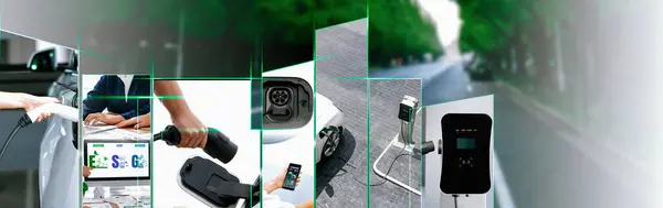 Elektrische Auto Voertuig Opladen Duurzame Lca Groene Energie Technologie Gepresenteerd — Stockfoto