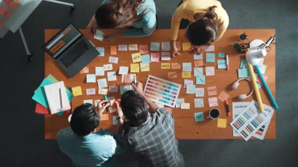 Grupp Kreativa Team Söker Och Planerar Idé Medan Chef Hålla — Stockvideo