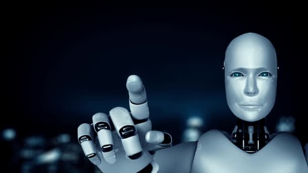 Mlp未来ロボット人工知能Ai技術開発と機械学習コンセプト 人類の未来のための世界的なロボットバイオニックサイエンス研究 3Dレンダリンググラフィック — ストック動画