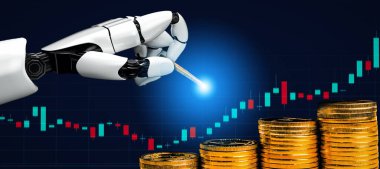 MLP 3D Rending futuristik robot teknolojisi geliştirme, yapay zeka yapay zeka ve makine öğrenme konsepti. İnsan hayatının geleceği için küresel robot biyonik bilim araştırması.
