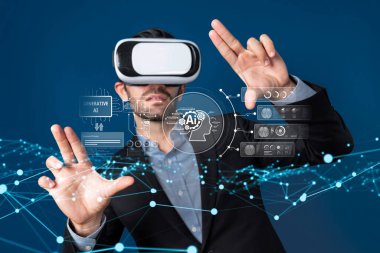 Yapay zeka sanal asistanı Chatbot ile yapay zeka konsepti ile insan etkileşimi, yapay zeka mühendisliği, LLM yapay zeka derin öğrenimi iş desteği için üretken yapay zeka kullanımı. FaaS