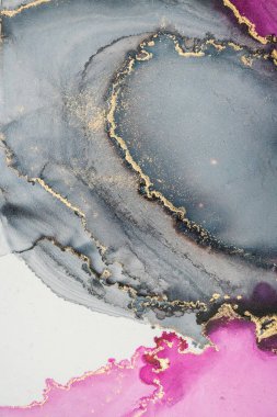 Mermer mürekkep soyut sanatının orijinal resmi. Örnek bir orjinal tablodan yüksek çözünürlüklü fotoğraf. Karargah kağıt dokusuna pürüzsüz mermer desen oluşturmak için soyut resim yapıldı.