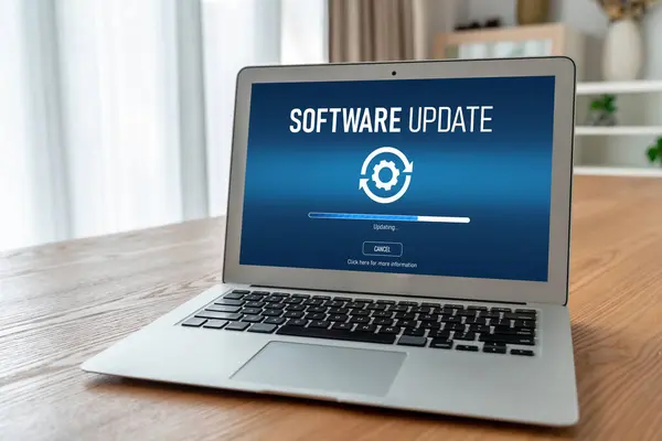 Softwareupdate Auf Dem Computer Für Die Modische Version Des Gerätesoftware — Stockfoto