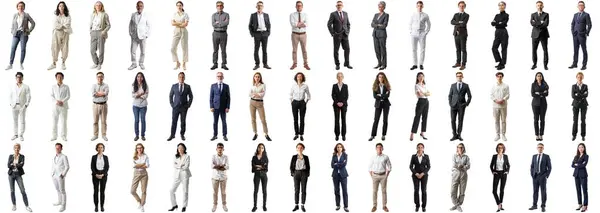 Many Business People Set Isolated Background Casual Formal Attire Wear Stock Picture