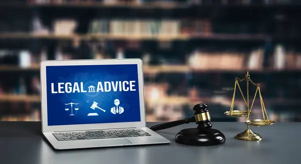 Smart Legal Advice Website People Searching Savvy Law Knowledge Laptop — Stock Photo, Image