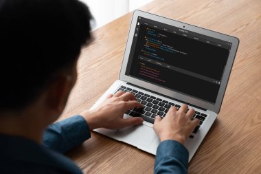 Model uygulama ve program kodlaması için bilgisayar ekranında yazılım geliştirme programlama