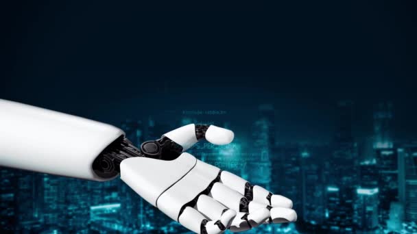 Mlp未来ロボット人工知能革命的なAi技術開発と機械学習コンセプト 人類の未来のための世界的なロボットバイオニックサイエンス研究 3Dレンダリンググラフィック — ストック動画