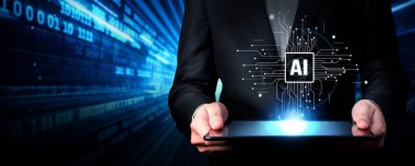 Yapay zeka mühendisliği, büyük veri ve yapay zeka makinesi kavramında yapay zeka beyin işlemcisiyle iş desteği için üretken yapay zeka kullanmayı öğrenen insan etkileşimi. Faas