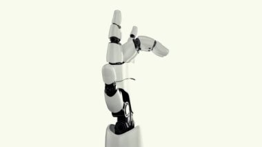 MLP 3D robot el hareketi beyaz ve yeşil arka planda. Yapay zeka ve makine öğrenimi kavramı.
