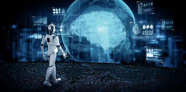 Mlp Ilustração Robô Humanóide Mundo Sci Fantasia Conceito Inteligência Artificial — Fotografia de Stock