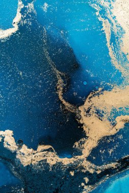 Mermer mürekkep soyut sanatının orijinal resmi. Örnek bir orjinal tablodan yüksek çözünürlüklü fotoğraf. Karargah kağıt dokusuna pürüzsüz mermer desen oluşturmak için soyut resim yapıldı.