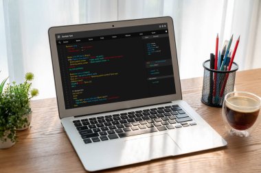 Model uygulama ve program kodlaması için bilgisayar ekranında yazılım geliştirme programlama