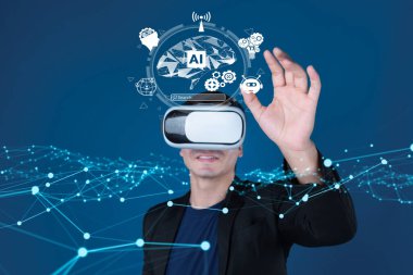 Yapay zeka mühendisliği, büyük veri ve yapay zeka makinesi kavramında yapay zeka beyin işlemcisiyle iş desteği için üretken yapay zeka kullanmayı öğrenen insan etkileşimi. Faas