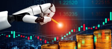MLP 3D Rending futuristik robot teknolojisi geliştirme, yapay zeka yapay zeka ve makine öğrenme konsepti. İnsan hayatının geleceği için küresel robot biyonik bilim araştırması.