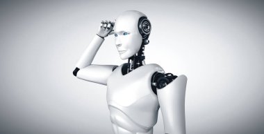 MLP 3D illüstrasyon. Yapay zeka kavramında yapay zeka kavramını inceleyen yapay zeka analizi yapan yapay zeka düşünen yapay robot. Dördüncü endüstriyel devrim için. 3B illüstrasyon.