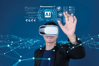 Yapay zeka mühendisliği, büyük veri ve yapay zeka makinesi kavramında yapay zeka beyin işlemcisiyle iş desteği için üretken yapay zeka kullanmayı öğrenen insan etkileşimi. Faas