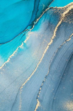 Mermer mürekkep soyut sanatının orijinal resmi. Örnek bir orjinal tablodan yüksek çözünürlüklü fotoğraf. Karargah kağıt dokusuna pürüzsüz mermer desen oluşturmak için soyut resim yapıldı.