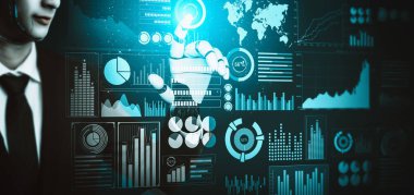 MLB 3D yorumlama fütüristik robot teknolojisi geliştirme, yapay zeka yapay zeka ve makine öğrenme kavramı. İnsan hayatının geleceği için küresel robot biyonik bilim araştırması.