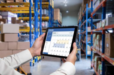 Calendar on computer software application for schedule planning for personal organizer and online business snugly