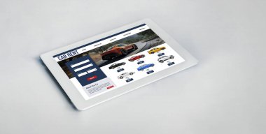 car rental website on computer screen for tourist to rent a car for transportation snugly