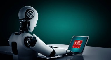 Bilgisayar ekranındaki virüs uyarısı mobil siber tehdit, hacker, bilgisayar virüsü ve kötü amaçlı yazılım tespit edildi