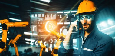 Dijital endüstri ve fabrika robotu teknolojisi için MLB Gelişmiş Robot Kol Sistemi. İnternet ağına bağlı IOT yazılımı kullanarak endüstri mühendisliği tarafından kontrol edilen otomasyon üretim robotu.