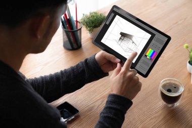 Mimari iş ve profesyonel tasarımcı için mimari tasarım modem yazılım uygulaması