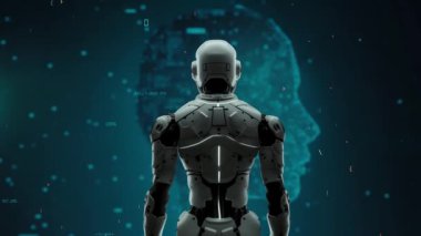 Yapay zeka mühendisliği iş başında. Yapay zeka algoritması pazarlama otomasyonu, teknik analiz, çözüm iletişimi ve hızlı yanıt için. LISP kodlu program ve 3d resimleme öğrenen makine